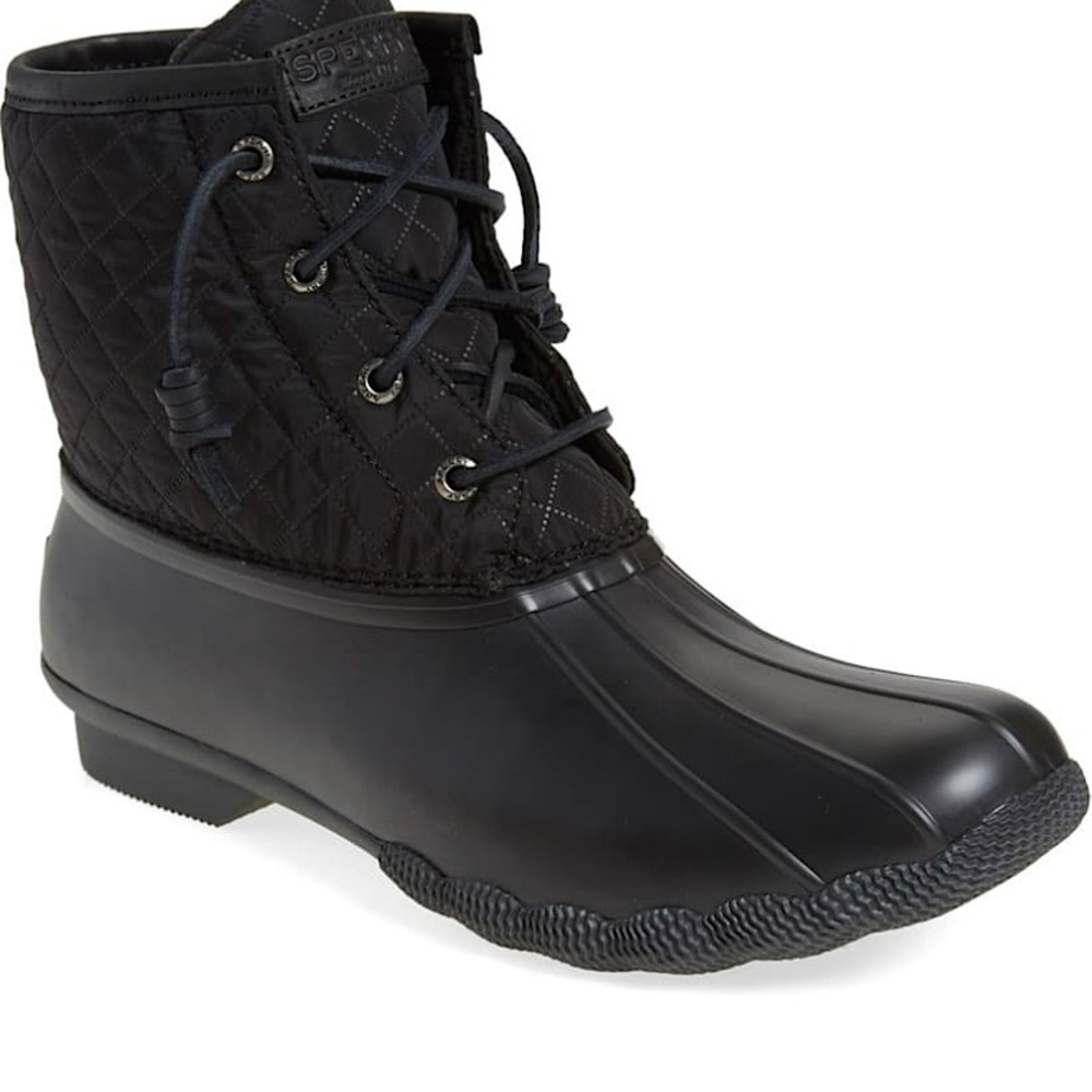 Sperry Saltwater Black Quilted Duck Boots